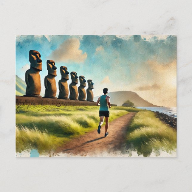 Running in Easter Island Postcard (Front)