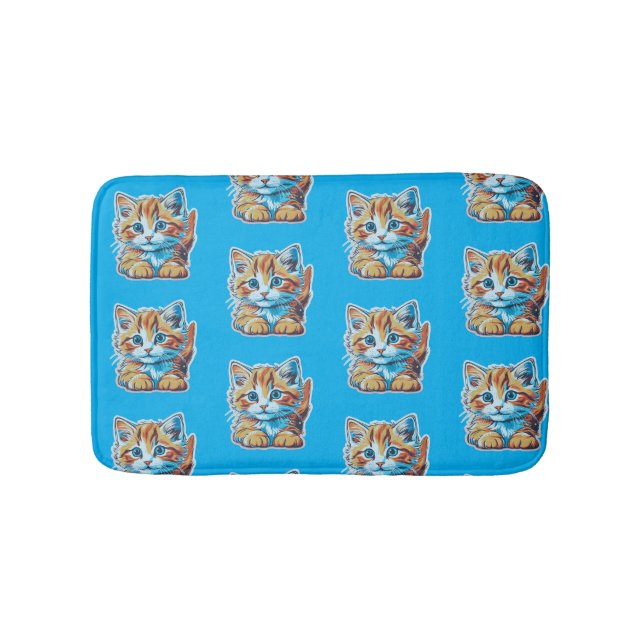 Running into orange kittens bath mat (Front)