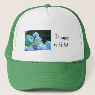 Running is Life! sports hat Blue Hydrangea Flowers