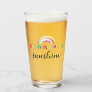 Running Is My Sunshine Colourful Rainbow Graphic Glass