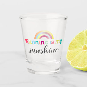 Running Is My Sunshine Colourful Rainbow Graphic Shot Glass