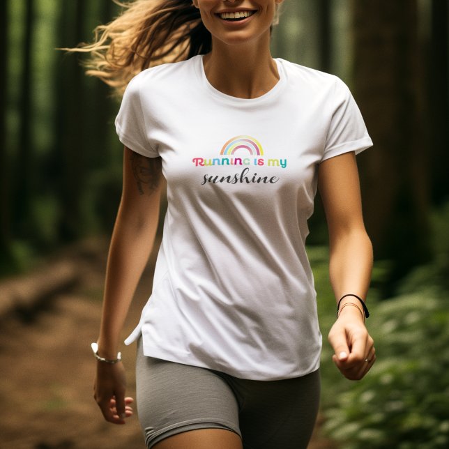 Running Is My Sunshine Colourful Rainbow Graphic T-Shirt (Creator Uploaded)