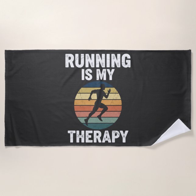 Running Is My Therapy Beach Towel (Front)