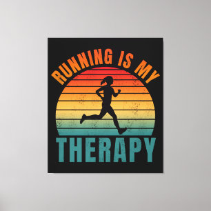 Running is my therapy funny exercise gift canvas print