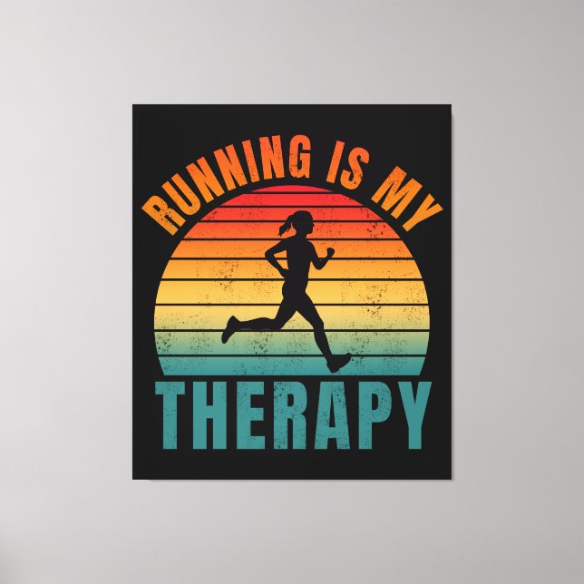 Running is my therapy funny exercise gift canvas print (Front)