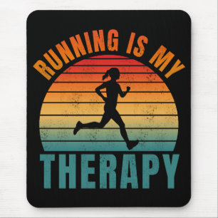Running is my therapy funny exercise gift mouse pad