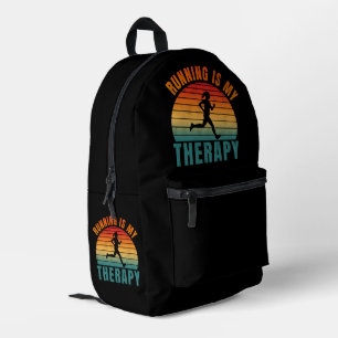 Running is my therapy funny exercise gift printed backpack