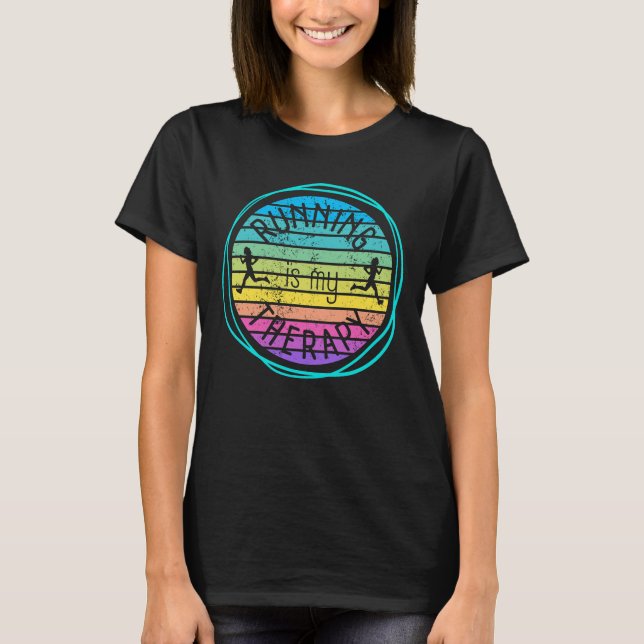 Running is my therapy retro sunset T-Shirt (Front)
