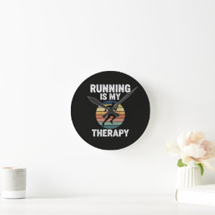 Running Is My Therapy Round Clock