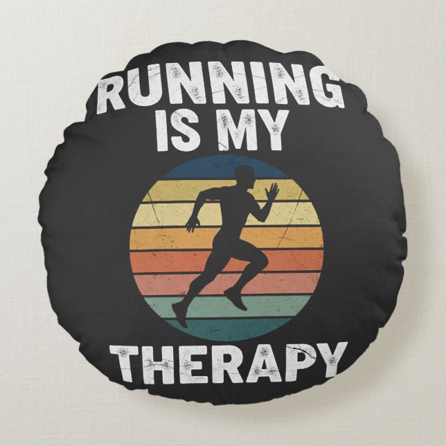 Running Is My Therapy Round Cushion (Front)