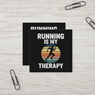 Running Is My Therapy Square Business Card