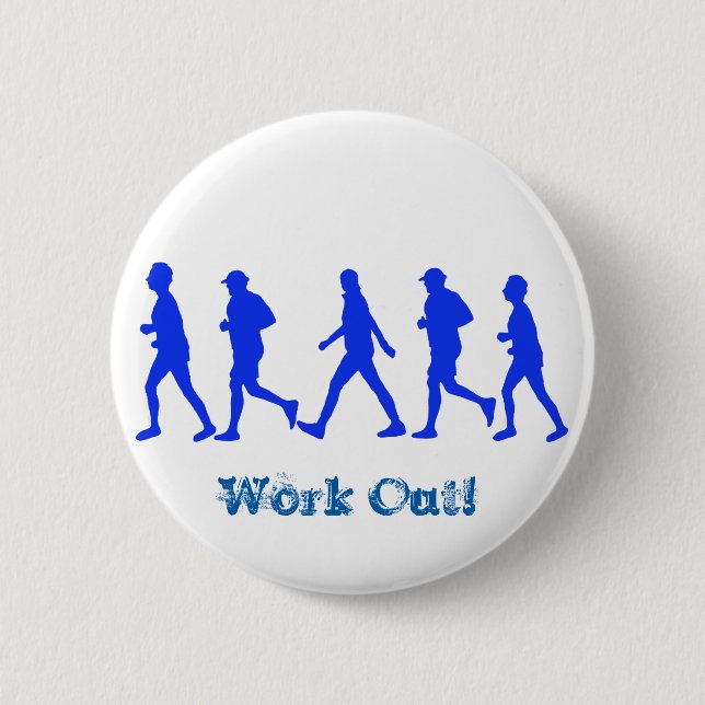 Running Jogging Work Out 6 Cm Round Badge (Front)