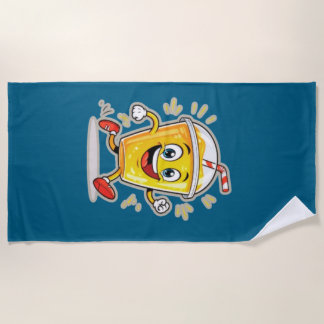 **Running Juice Cup Cartoon – Fun Street Drink Cha Beach Towel