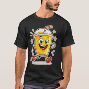 **Running Juice Cup Cartoon – Fun Street Drink Cha T-Shirt