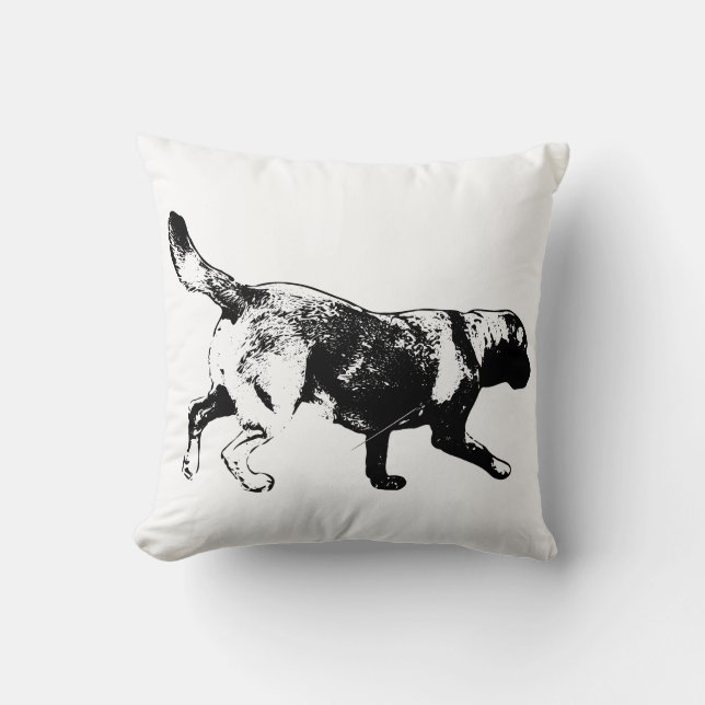 Running Labrador Ink Art Throw Pillow (Front)