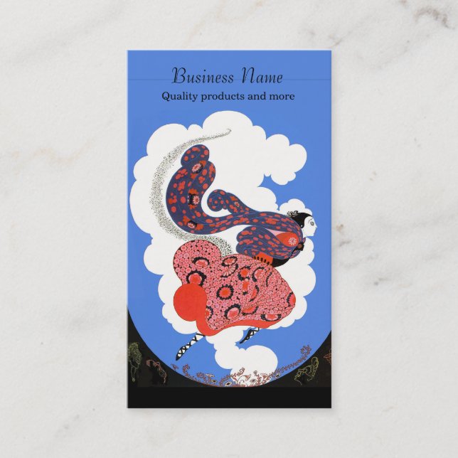 Running lady Art Deco Business Card (Front)