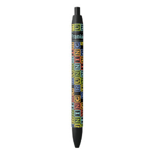 Running lettering pattern custom name black ink pen