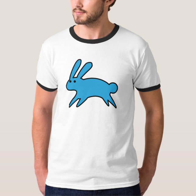Running Little Blue Bunny  T-Shirt (Front)
