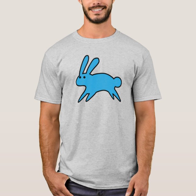 Running Little Blue Bunny  T-Shirt (Front)