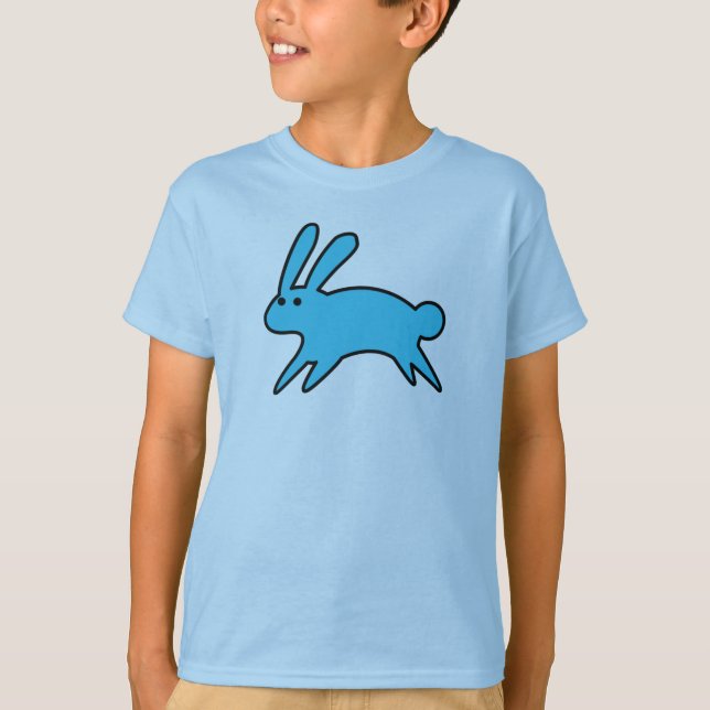 Running Little Blue Bunny  T-Shirt (Front)
