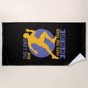 Running - Long run puts tiger in the cat Beach Towel