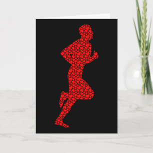 Running Lovers Valentine Hearts Love Runner Silhou Card
