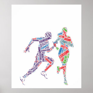 Running man and girl poster