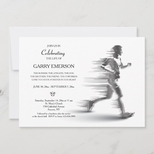 Running Man Celebration of Life Memorial Card (Front)