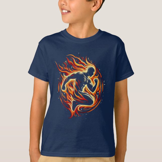 Running Men with Fire Boys T-Shirt  (Front)