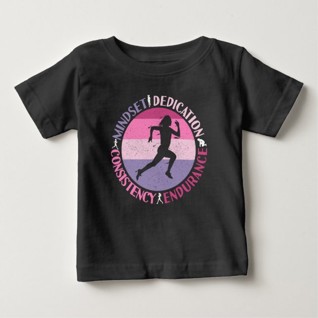Running Mindset - Girly Runner Endurance Quote Baby T-Shirt (Front)