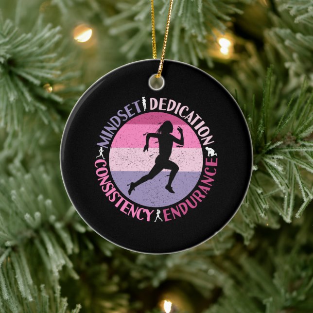 Running Mindset - Girly Runner Endurance Quote Ceramic Tree Decoration (Tree)
