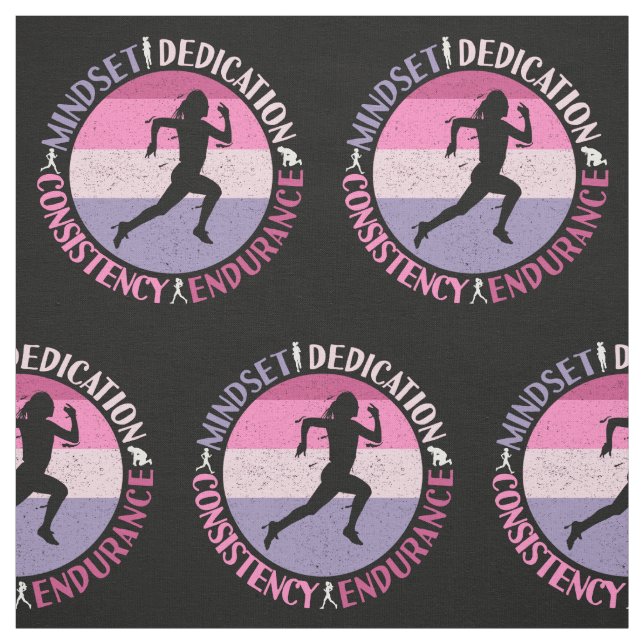Running Mindset - Girly Runner Endurance Quote Fabric (Swatch)