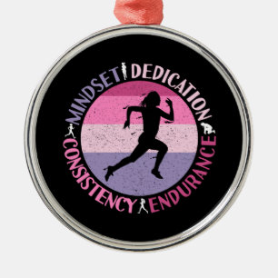 Running Mindset - Girly Runner Endurance Quote Metal Tree Decoration