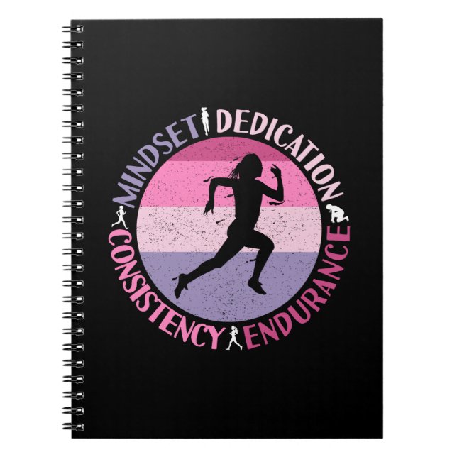 Running Mindset - Girly Runner Endurance Quote Notebook (Front)