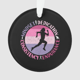 Running Mindset - Girly Runner Endurance Quote Ornament