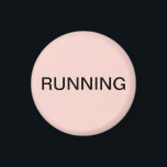 Running minimal blush pink dishwasher magnet<br><div class="desc">Minimal "running" dishwasher kitchen magnet with a blush pink background helping you with kitchen organisation. Customise with your text.</div>