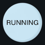 Running minimal light blue dishwasher magnet<br><div class="desc">Minimal "running" dishwasher kitchen magnet with a light blue background helping you with kitchen organisation. Customise with your text.</div>