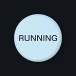 Running minimal light blue dishwasher magnet<br><div class="desc">Minimal "running" dishwasher kitchen magnet with a light blue background helping you with kitchen organisation. Customise with your text.</div>