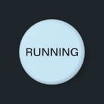 Running minimal light blue dishwasher magnet<br><div class="desc">Minimal "running" dishwasher kitchen magnet with a light blue background helping you with kitchen organisation. Customise with your text.</div>