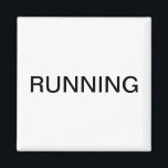 Running minimal white dishwasher magnet<br><div class="desc">Minimal "running" dishwasher kitchen magnet with a simple white background helping you with kitchen organisation. Customise with your text.</div>