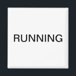 Running minimal white dishwasher magnet<br><div class="desc">Minimal "running" dishwasher kitchen magnet with a simple white background helping you with kitchen organisation. Customise with your text.</div>