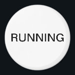 Running minimal white dishwasher magnet<br><div class="desc">Minimal "running" dishwasher kitchen magnet with a simple white background helping you with kitchen organisation. Customise with your text.</div>