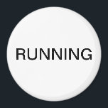 Running minimal white dishwasher magnet<br><div class="desc">Minimal "running" dishwasher kitchen magnet with a simple white background helping you with kitchen organisation. Customise with your text.</div>