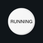 Running minimal white dishwasher magnet<br><div class="desc">Minimal "running" dishwasher kitchen magnet with a simple white background helping you with kitchen organisation. Customise with your text.</div>