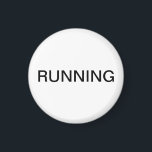 Running minimal white dishwasher magnet<br><div class="desc">Minimal "running" dishwasher kitchen magnet with a simple white background helping you with kitchen organisation. Customise with your text.</div>