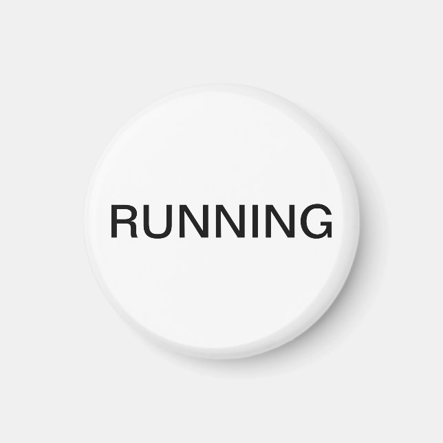 Running minimal white dishwasher magnet (Front)