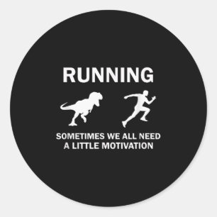 Running Motivation Raptor Chase Funny Dinosaur Classic Round Sticker