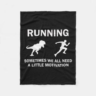 Running Motivation Raptor Chase Funny Dinosaur Fleece Blanket