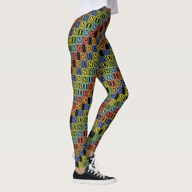 Running multicolored letters cool athleisure leggings (Right)