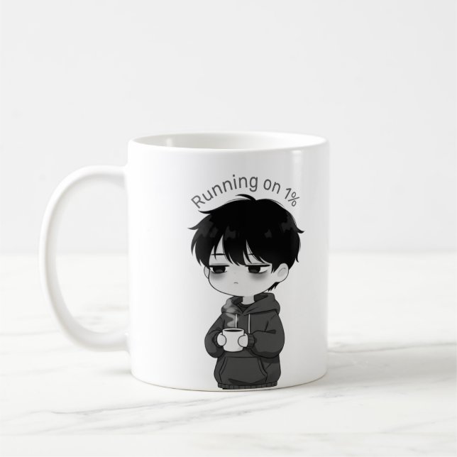 Running on 1 Percent Relatable Chibi Coffee Illust Mug (Left)
